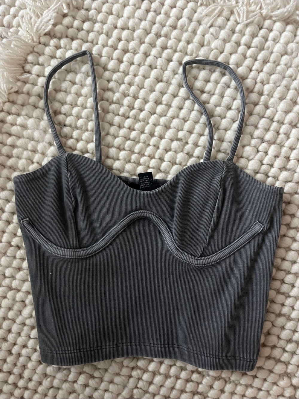 Forever 21 Charcoal Gray Ribbed Underwire Crop Top